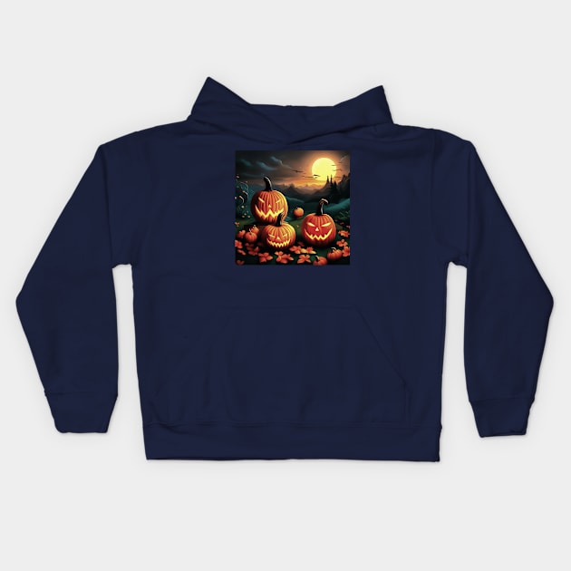 Jackolantern Halloween Kids Hoodie by taiche